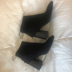 Zara black genuine leather suede boot size 8 39